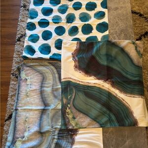Abstract Teal and White Pillow Covers